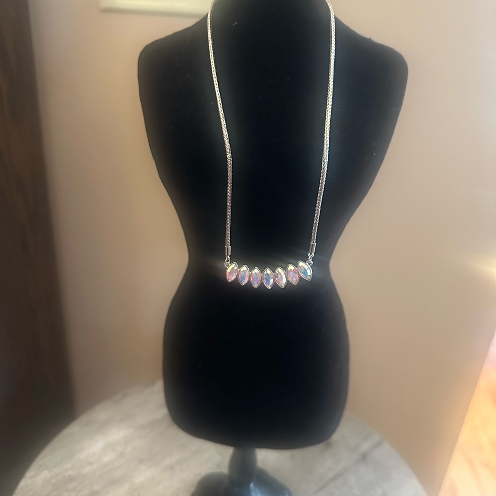 Touchstone Elegant Silver Necklace with Iridescent Accents